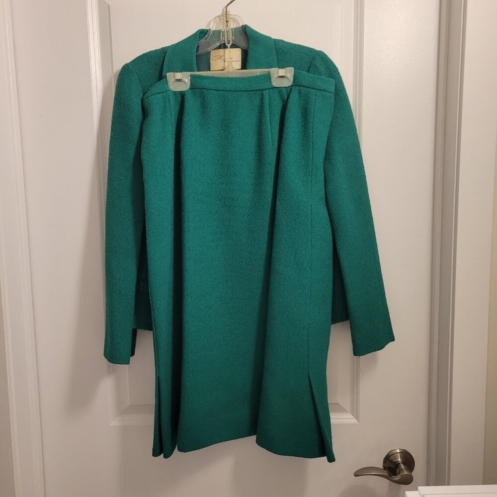 Luxury Vintage - Auckie Sanft - Pure Virgin Wool Two Piece Tweed Green Suit